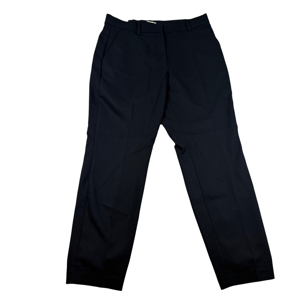 HM Womens Navy Blue Cotton Blend Slim Straight Dress Pants Size 12 NWT